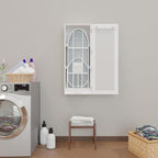 Wall Mount Ironing Board Cabinet, Built in Swivel Ironing Board Folding with Storage & Mirrored Door, White