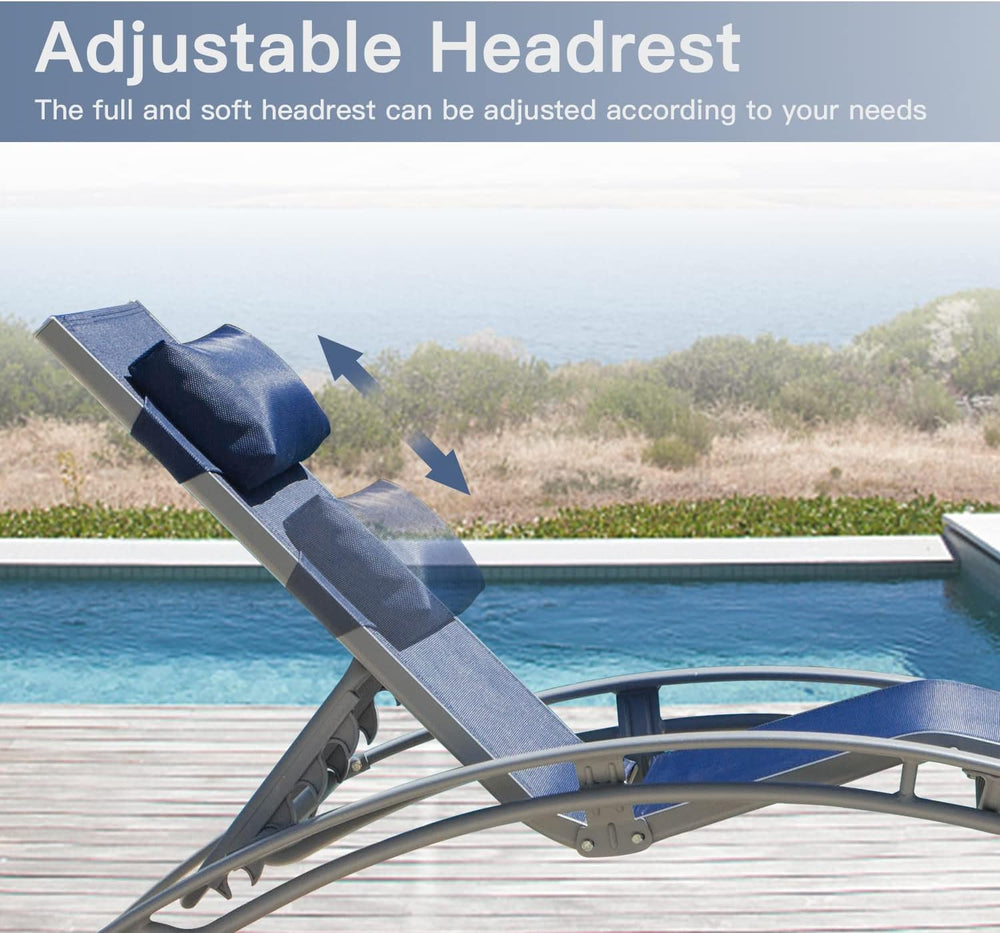 Domi Lounge Chair Set of 3, Aluminum Lounge Chairs for Outside with 5 Adjusta...