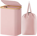 Lifewit 80L Laundry Basket with Lid, Clothes Hampers for Laundry with Bamboo Handles and A Removable Bag, Large Foldable Laundry Hamper for Bedroom, Bathroom, Dorm, Laundry Room, Pink