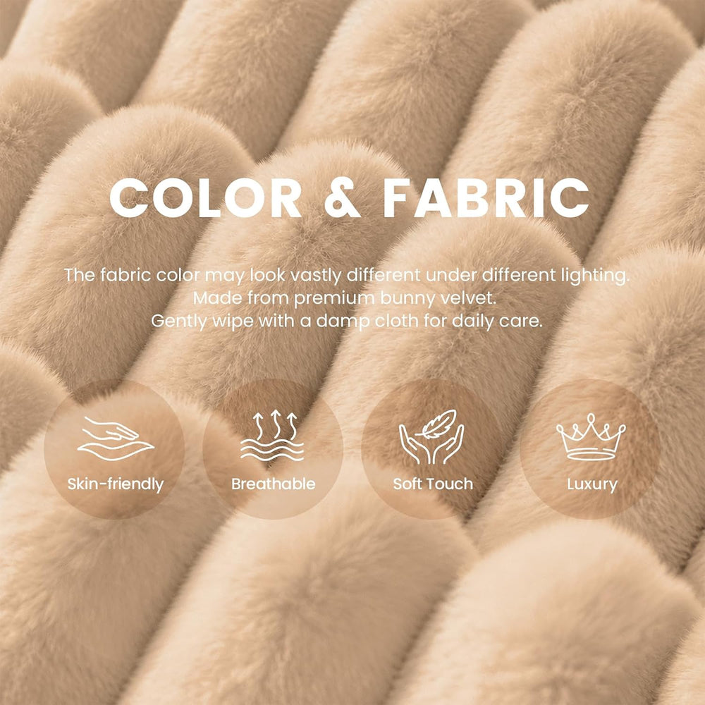WSOFRLAC Giant Plush Bean Bag Chairs, Cozy Fluffy Single Cloud Couch, Khaki |...