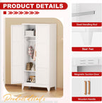 Superday Metal Wardrobe Closet, 72" H Bedroom Armoires with Wooden Handle, Storage Cabinet with Adjustable Shelves and Hanging Rods, Steel Storage Locker Closet for Home, Office, Employee, Gym (White)