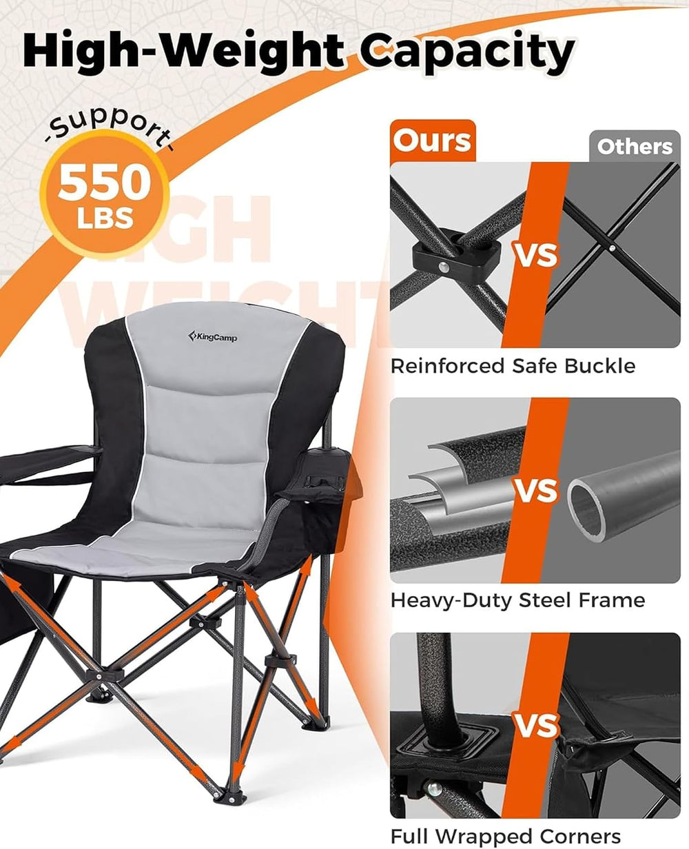 KingCamp Oversized Camping Chair with Adjustable Lumbar Support, 550lbs Heavy...