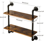 YMYNY Industrial Pipe Shelf Bracket, 2 Tiers Retro Wall Mounted Floating Shelf, Wood DIY Bookshelf, Storage Shelves for Living Room, Bedroom, 24" Farmhouse Bathroom Shelving, HD-UHRF-TM004