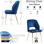 NORDICANA Modern Dining Chair Set of 4, Navy Blue Velvet Fabric Upholstered Accent Chairs with Golden Metal Legs, Round Back Side Chairs for Kitchen Living Room Bedroom