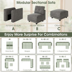 LLappuil Oversized Sectional Sofa Modular Cloud Couch with 14 Storage Seats & 12 Throw Pillows, Corduroy U Shaped Couches for Large Living Room, Rearrangable Sleeper Sofas, Scratch Resistant, Grey
