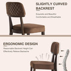 Modern Wood Dining Chairs Set of 2, Velvet Upholstered Kitchen Chairs with Open Curved Backrest & Black Hardwood Legs for Vanity, Living Room, 350 LBS Capacity, Brown