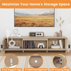 FATORRI TV Stand for TVs up to 75/65/55 Inch, Wood Entertainment Center with Storage, Farmhouse Waveform Fluted-Door Television Media Console for Living Room, Bedroom (63 Inch W, Light Walnut)