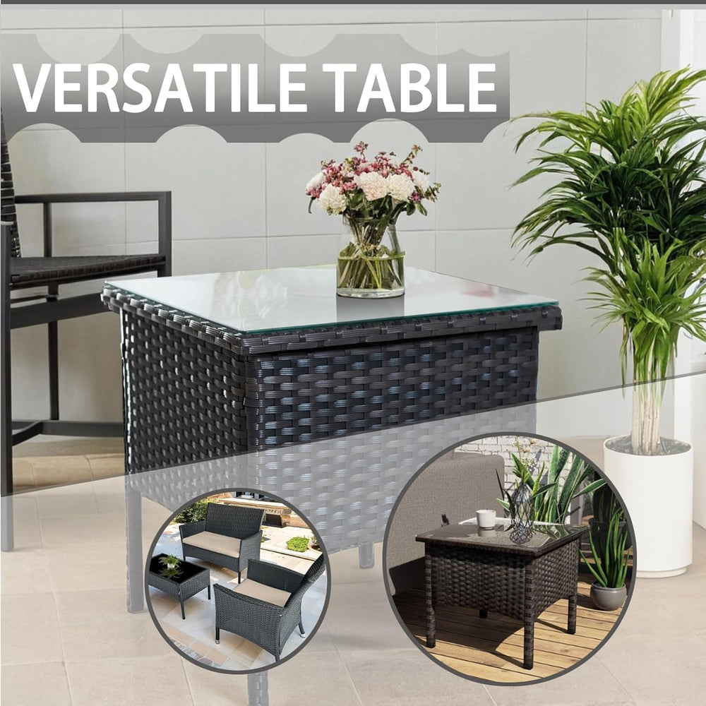Outdoor Patio Wicker Table,Rattan Side Table,Modern Patio End Side Table with...