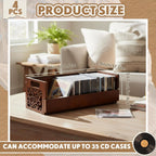 CroBlissful 4 Set Wooden Cd Holder, Stackable Cd Storage Rack with Handles, Magnetic Front-opening Design, Compact Media Organizer for Home Office & Living Room, Each Set Holds up to 36 Cases (Brown)