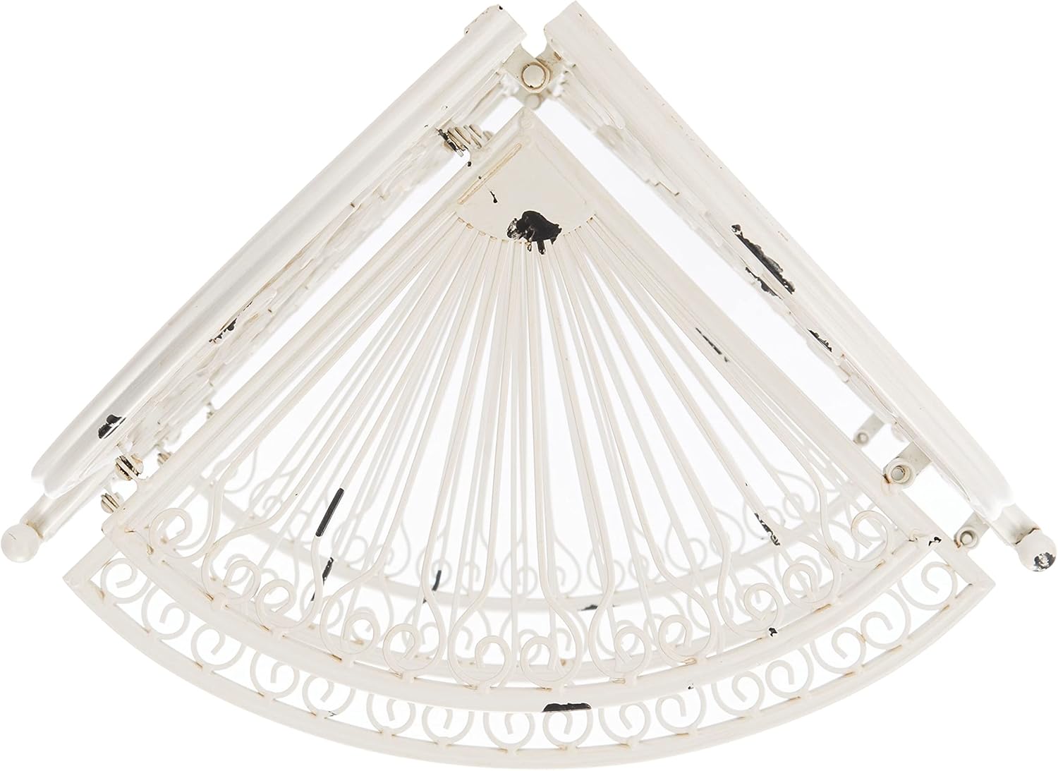 Safavieh PAT5013B Outdoor Collection Abarrane Antique White Wrought Iron 4-Tier Corner Shelf