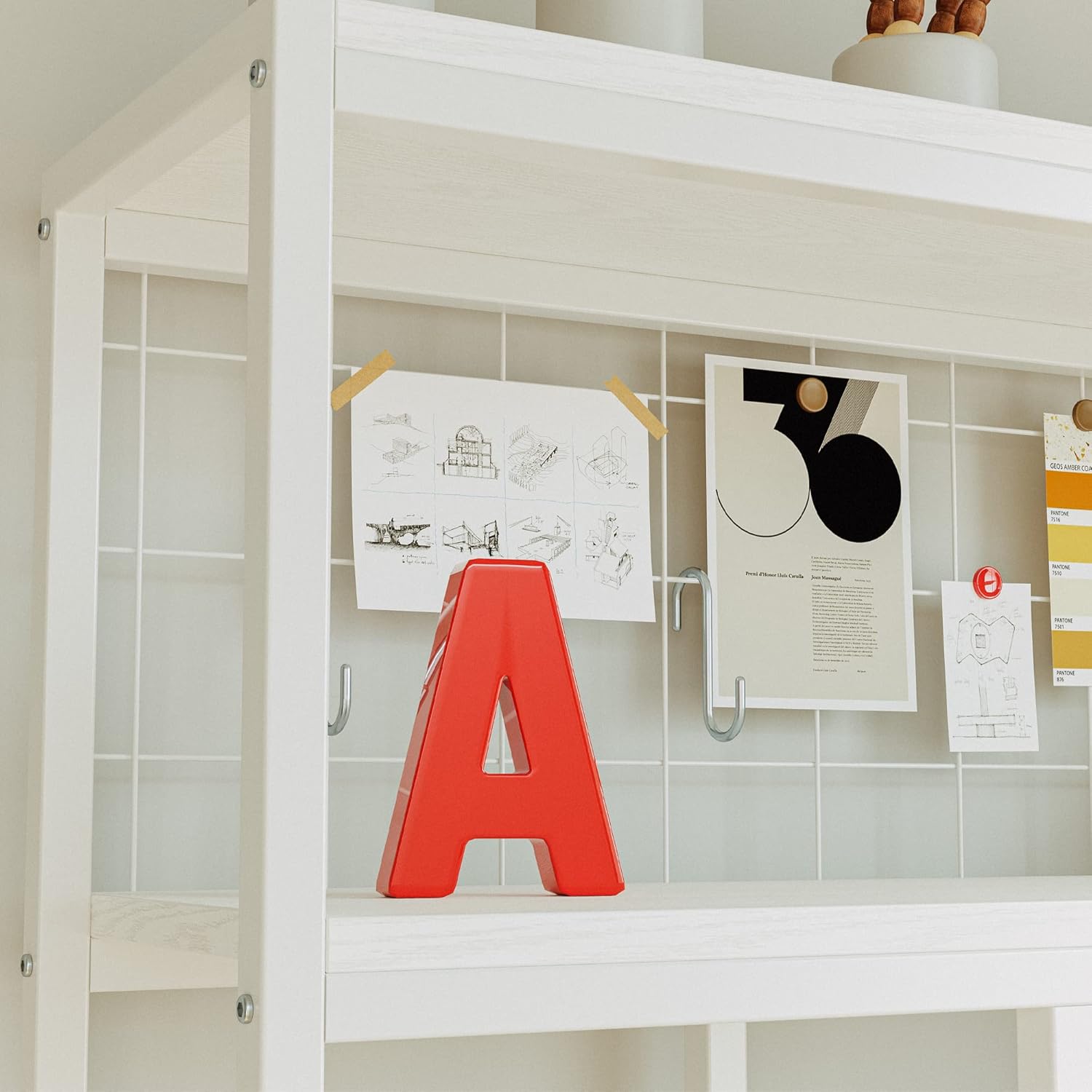 IRONCK Bookshelves and Bookcases 6-Shelf Etagere Bookcase, Industrial Open Display Shelves Geometric Bookcase with Sturdy Metal Frame，Industrial White