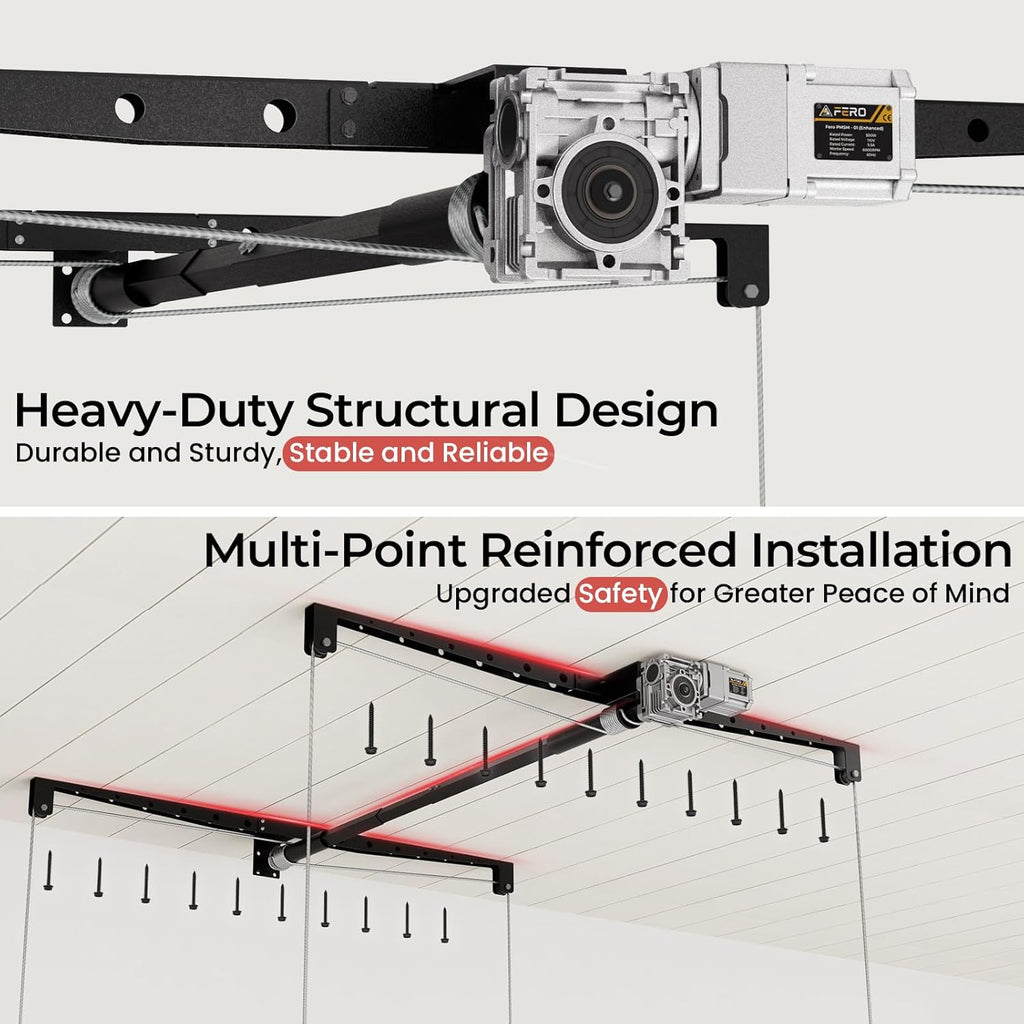 Motorized Garage Ceiling Storage Racks with Remote Control, 4x4 FT Overhead Garage Storage Rack, Heavy-Duty Lift Storage System, Space-Saving Hanging Shelves, 250 Lbs Capacity