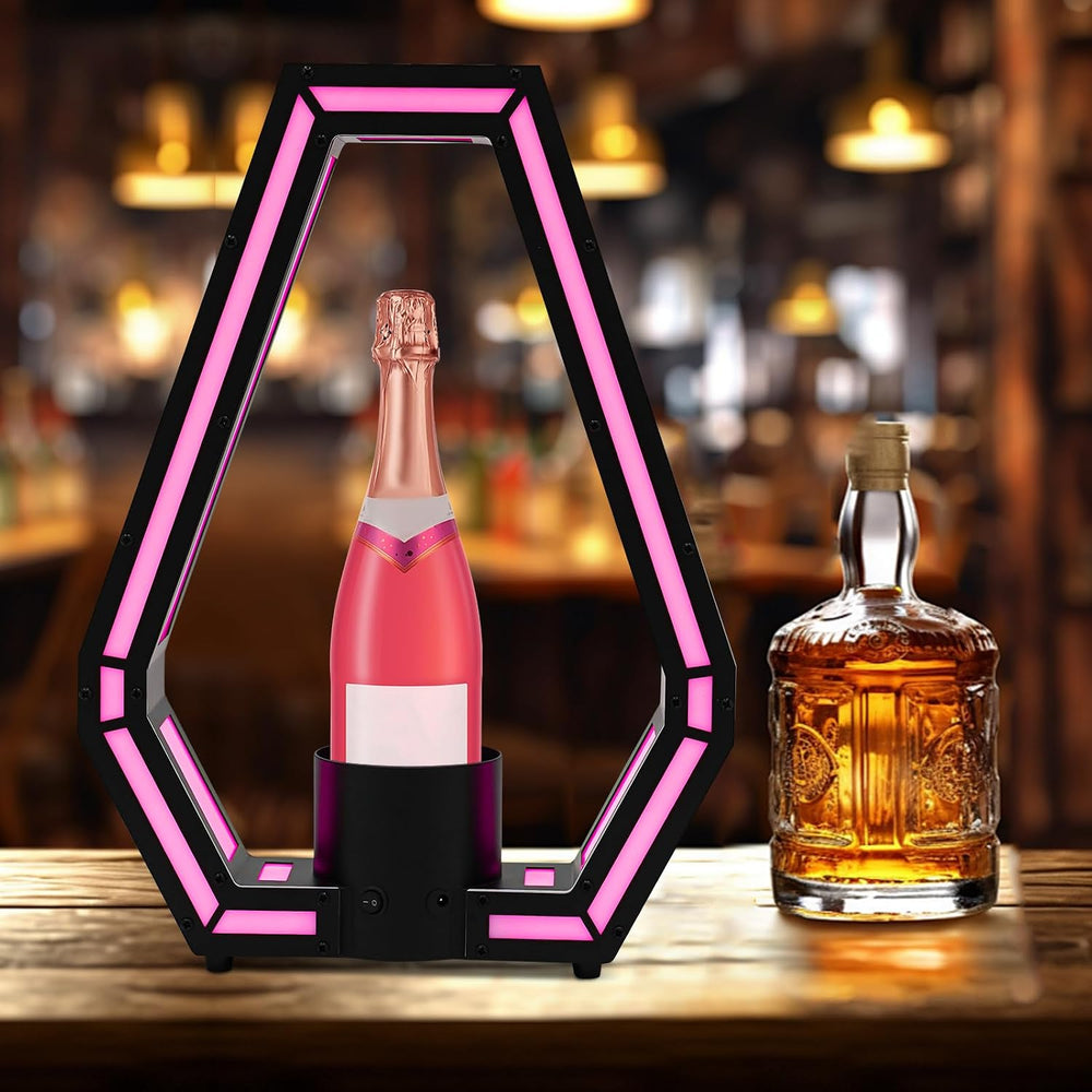 7 Colors Adjustable LED Liquor Display Shelf, Acrylic Glowing Champagne Bottl...
