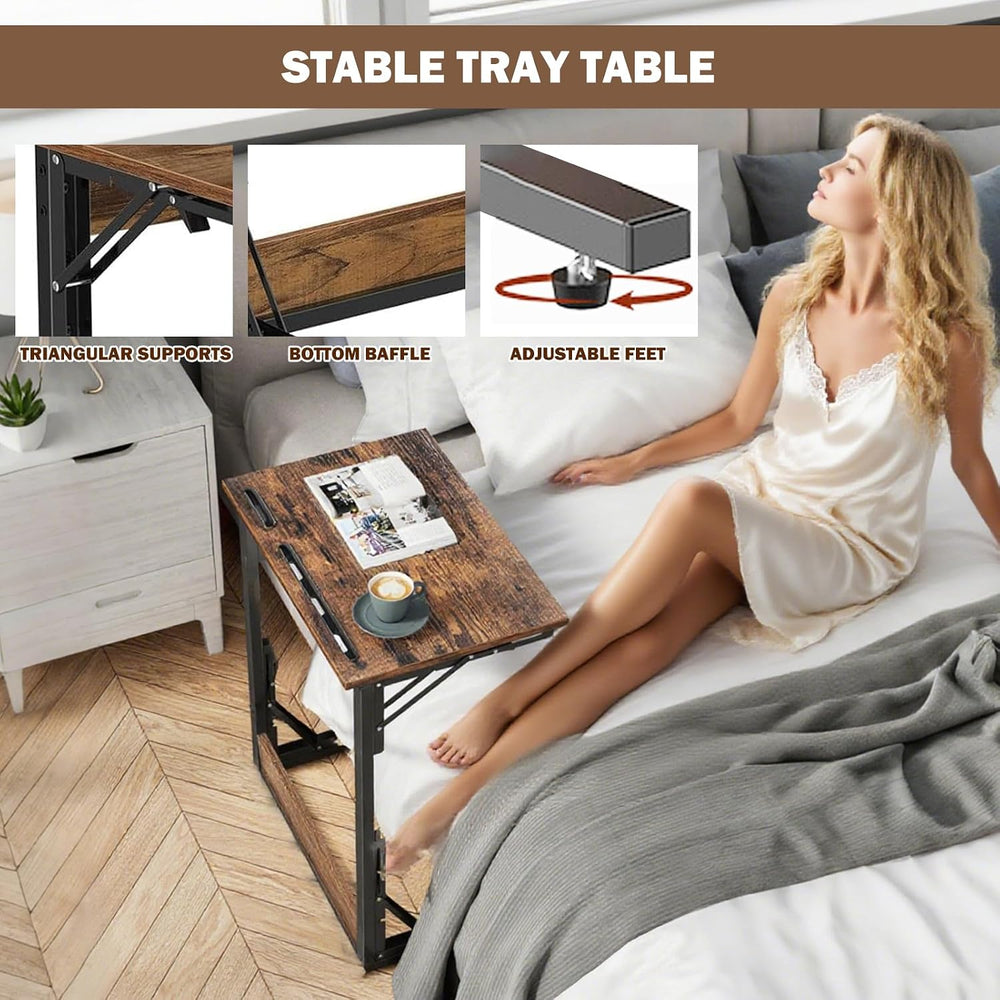 Folding TV Trays Set of 2 , Adjustable Height TV Trays for Eating on Couch | ...