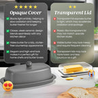 Flexzion Ceramic Gray European Butter Dish with Lid for Countertop (7 Inch) - 1 Stick Butter Holder for Counter, Cream Cheese Container Storage Keeper