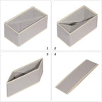 DIOMMELL Set of 6 Foldable Cloth Storage Box Closet Dresser Drawer Organizer Fabric Baskets Bins Containers Divider for Clothes Underwear Socks Lingerie Clothing, Grey 00-0600