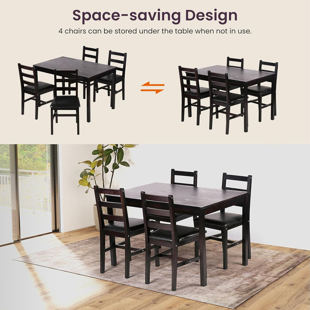 Dkelincs 5 Piece Dining Table Set Kitchen Table and Chairs for 4 Modern Woode...
