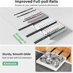 Pull out Cabinet Organizer, 2-pack, Expandable(12"-20") Heavy Duty Slide out Drawers Fixed with Adhesive Nano Film for Pots, Roll out Shelf Storage for Kitchen Base Cabinet Organization(3 Rails)
