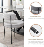 Boucle Dining Chairs Set of 2, Mid Century Modern Dining Room Chairs with Metal Legs, Upholstered Kitchen Chairs for Dining Room, Kitchen (Light Grey)