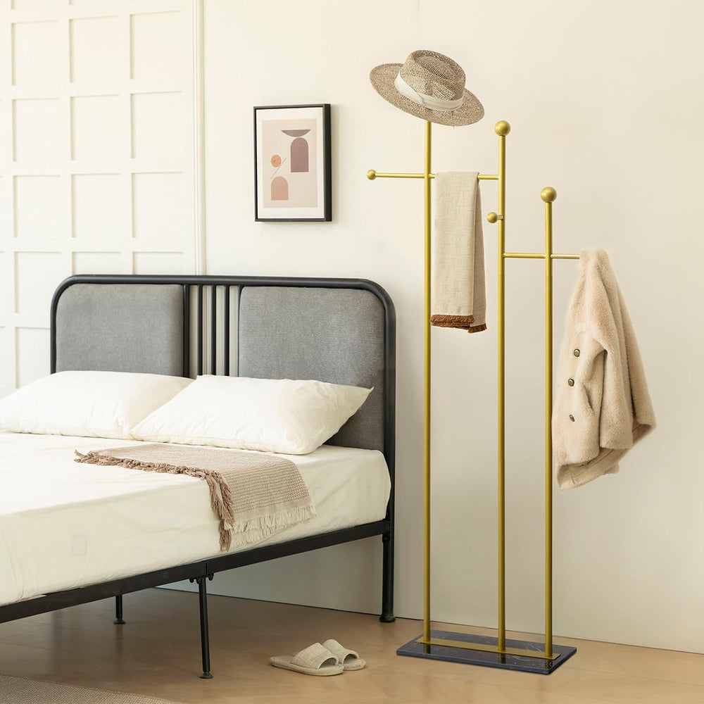 JIAYUEJU Standing Coat Rack for Bedroom 19.69 x 11.02 x 68.9 in (Gold)