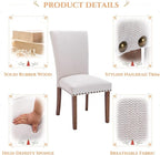 Parsons Dining Chairs Set of 2, Upholstered Nailhead Dining Room Kitchen Side Chair with Thick Cushions and Wood Legs, Beige