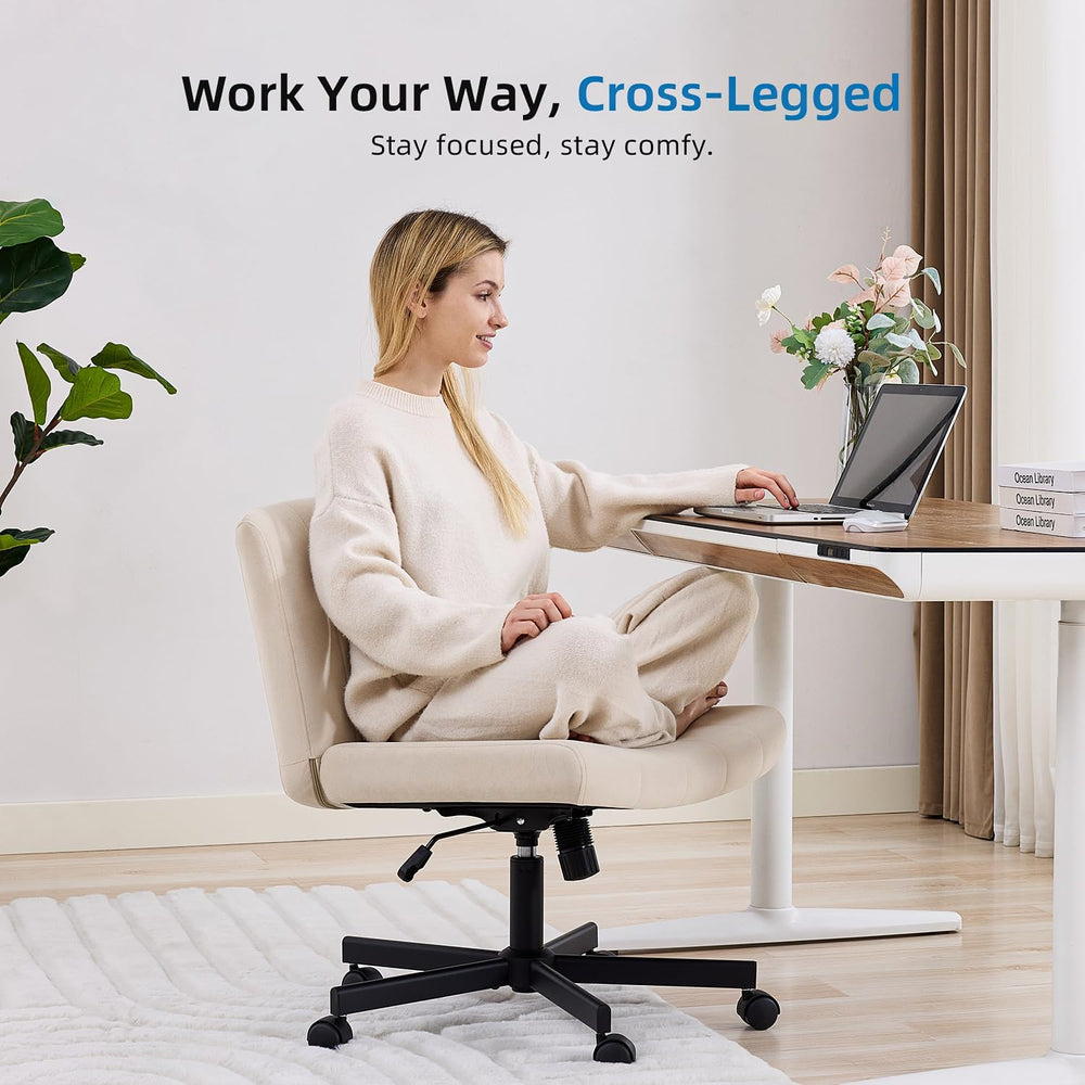 amseatec Criss Cross Office Chair with Wheels, Fabric Makeup Vanity Chair | E...
