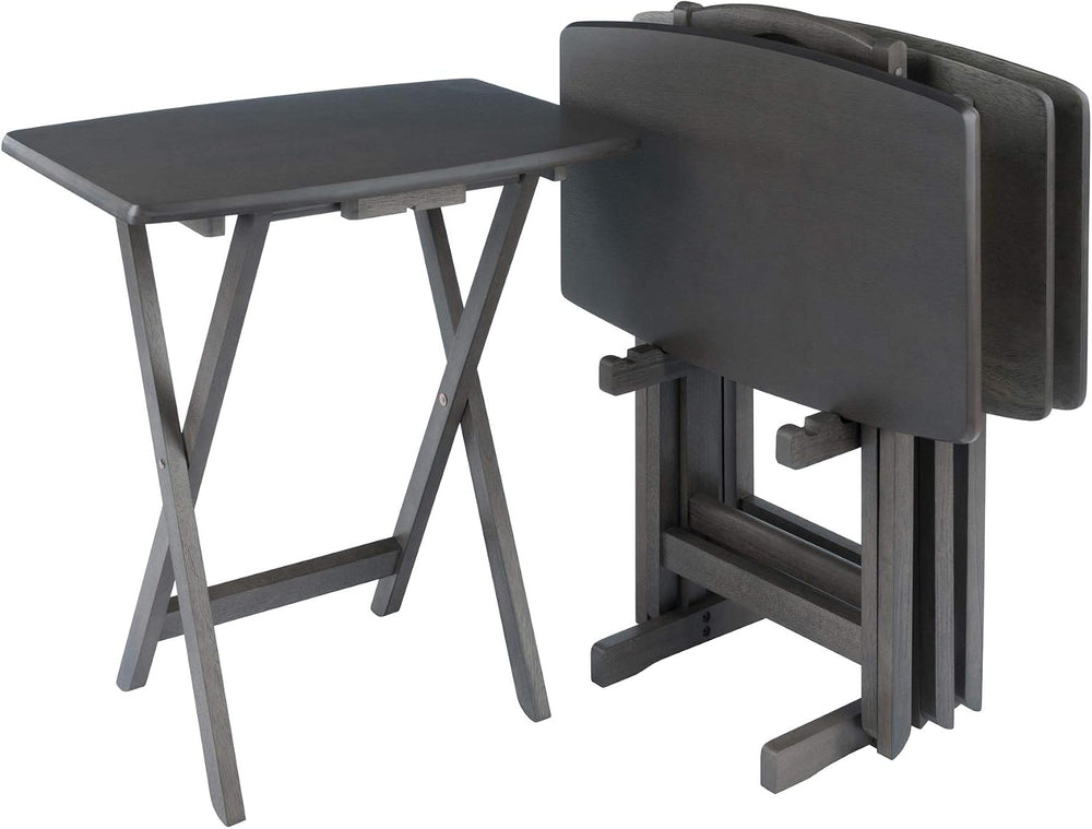 WINSOME Dorian Oversized Snack Table Set, Oyster Gray (Brown Base) (replace c...