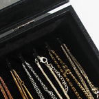 Coward 20 Hooks Necklace Organizer Jewelry Box, Dustproof Necklace Display Holder Case, Black Velvet Necklace Display Tray Case with Transparent Glass Lid for Home Use or Store Selling Show