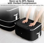Comforter Storage Bag - 130L Large Capacity Blanket Storage Bags 3-Layer Ultra Space Saving Self Compression Organizer, Washable Compression Bags for Storage Comforter Blanket, 6-Pack, Black