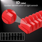 24pcs Magnetic Modular Wrench Organizers for Tool Drawers - Wrench Rack with Metric&SAE Labels,Tool Storage Holder with Magnet.Gift for Father, Brother&Boyfriend (Red with Magnets)