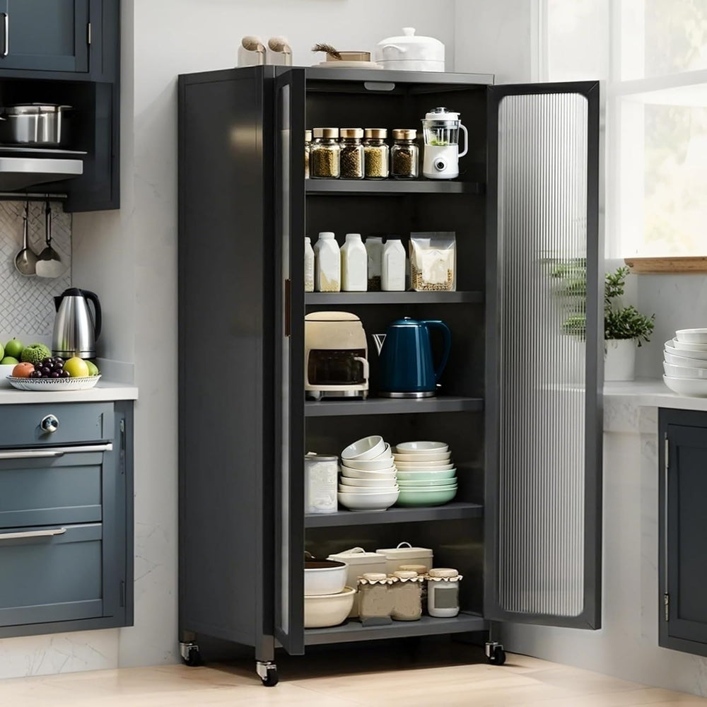 ZeHuoGe 65" Kitchen Pantry Storage Cabinet, 6 Tier Metal Display Storage...