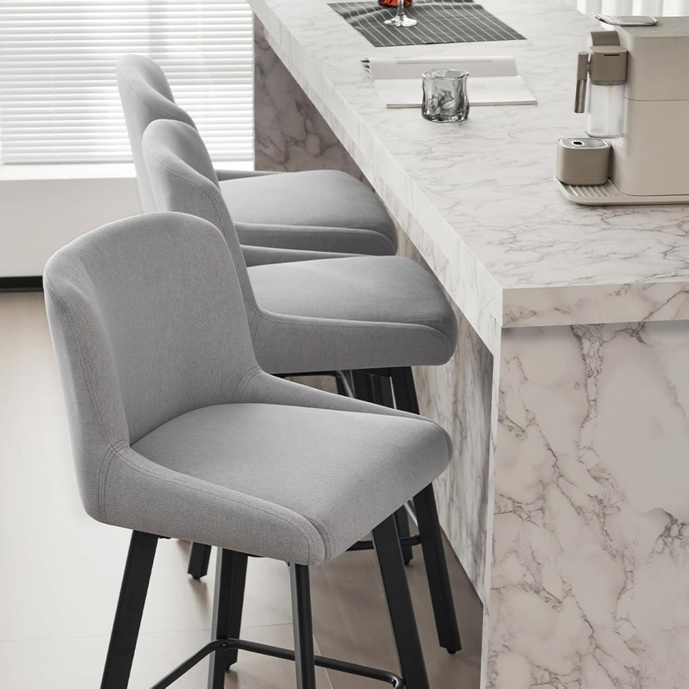 SAECKBERG Swivel Bar Stools Set of 3, 26''H Upholstered Barstools wit...