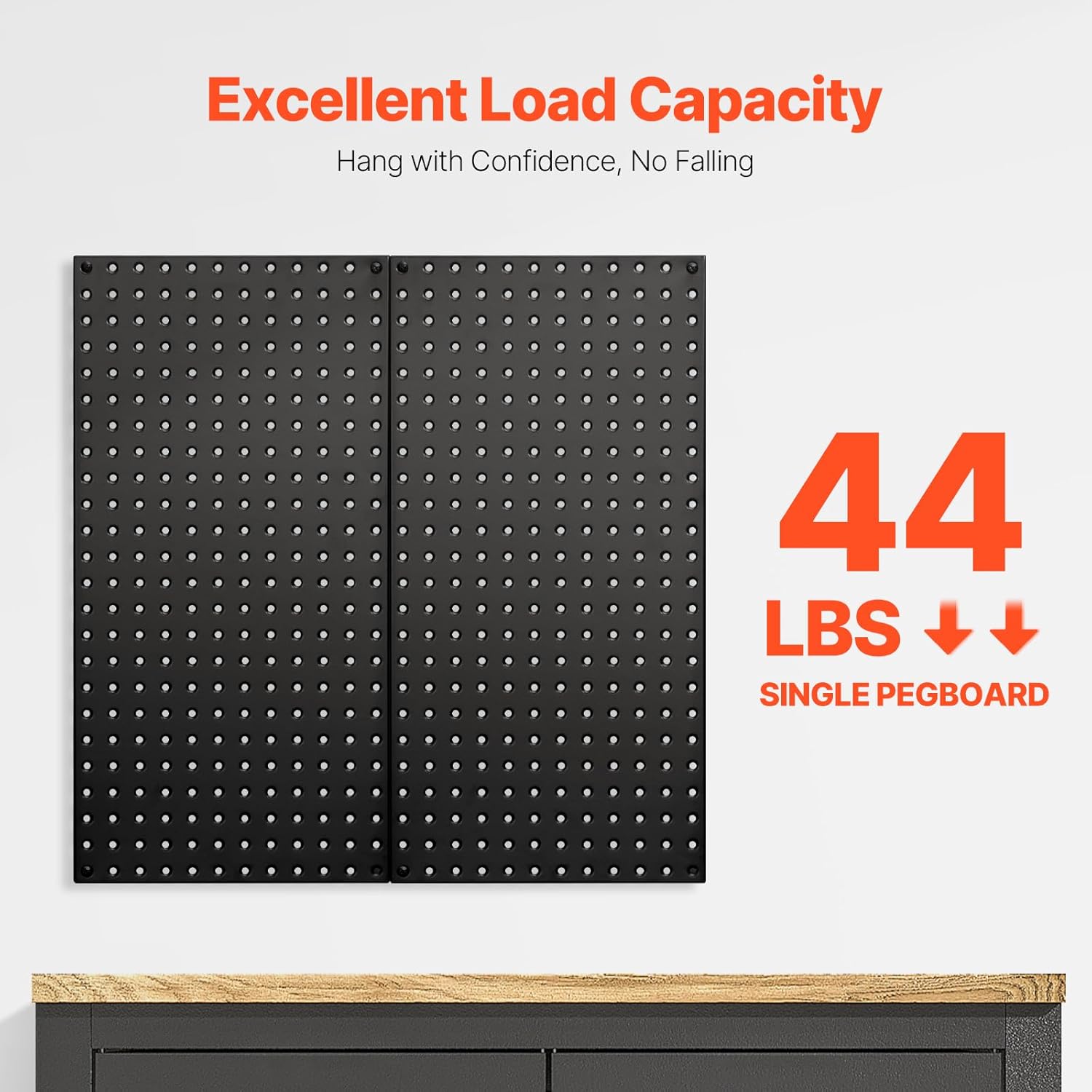 VEVOR Metal Pegboard Panels, 32" x 16" Pegboard, 2 Panels, Heavy Duty Steel Peg Board Wall Organizer, for Living Room Garage Tool Storage Workbench Office Organization Craft Room Kitchen Home, Black