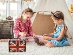 WaaHome Treasure Box 7.1'' British Flag Decorative Wooden Jewelry Keepsake Storage Box with Lids - Vintage Treasure Chest for Kids Girls Women Men, Home Decor
