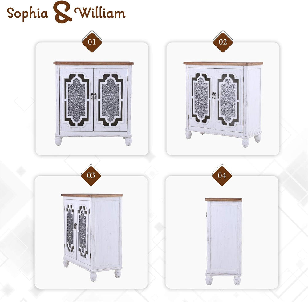 Sophia & William Accent Storage Cabinet with Wood Frame and Iron Embossed...