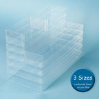 LotFancy Clear Drawer Organizers, 6'' x 3'' x 2'', Set of 3, Drawer Organizer Trays for Desk, Plastic Storage Bins for Bathroom, Makeup, Utensils, Stackable