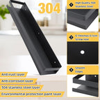 Lallisa 2 Pieces Stainless Steel Shelf Bathroom Shower Floating Shelves Wall Mounted Shower Caddy Basket Shelf Storage Organizer Shelves for Bathroom, Kitchen, Living Room(19.69 Inches/ 50 cm,Black)