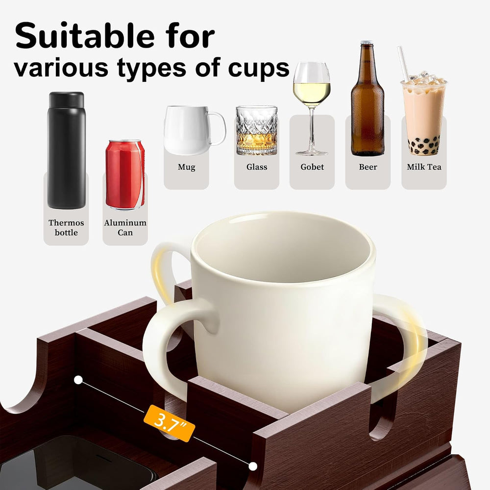 Korser Couch Armrest Table, Sofa Arm Tray with Removable Cup Holder, 2 in 1 A...
