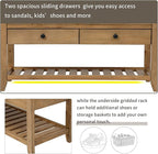 39″ Storage Bench with Cushioned Seat and Drawers,Multipurpose Wooden Entryway Ottoman,Hidden Compartment Organizing Shoe Rack,for Bedroom Hallway Porch,Old Pine