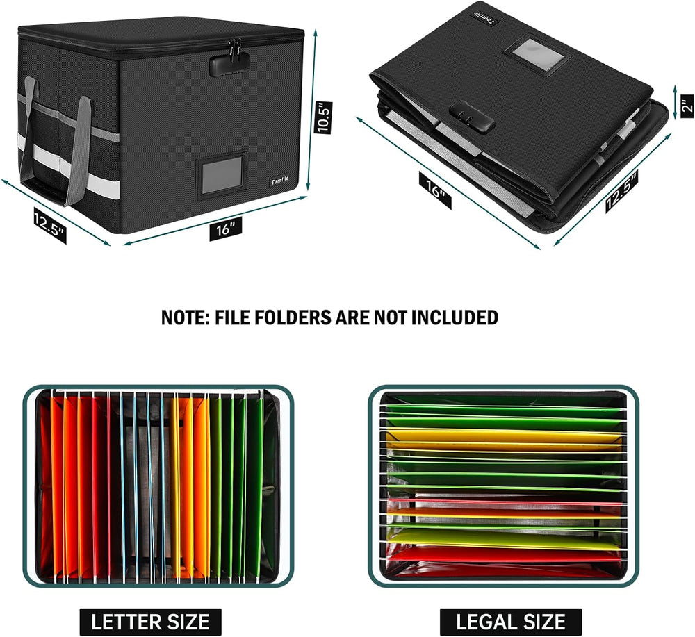 Tamfile Large File Box with lock, 5200°F Fireproof File Box for Documents | f...