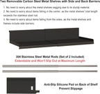 Expandable Under Cabinet Shelf Organizer with 0.94-Inch Thick Clips, Heavy Duty Extendable Under Shelf Storage Basket for Pantry or Laundry Room, Black, 2 Pack, Interior: 4.13" H x 7.2" D