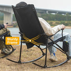 Romswi 2 Pack High Back Portable Rocking Chair with Hard Armrests, Oversized Folding Rocker Camping Chairs for Outdoor, Heavy Duty 400 lbs Patio Lawn Chairs