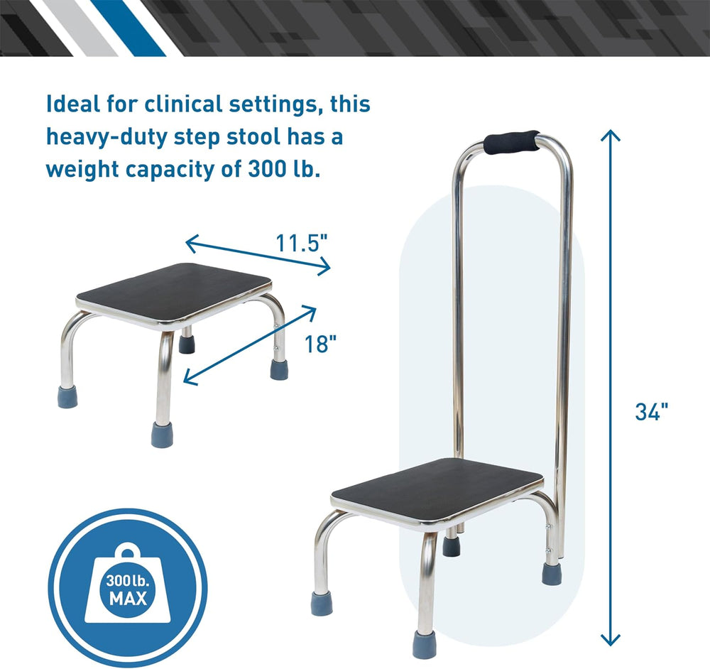 BodyMed Heavy-Duty Foot Step Stool with Handle and Non-Slip Rubber Platform f...