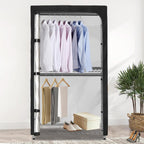 Rileytee Garment Rack Cover,600D Heavy Duty Waterproof Clothing Rack Cover,Clothes Rack Cover with Zipper for Metal Garment Rack（Clear Front,46"W x 18"D x 80"H,Cover Only)