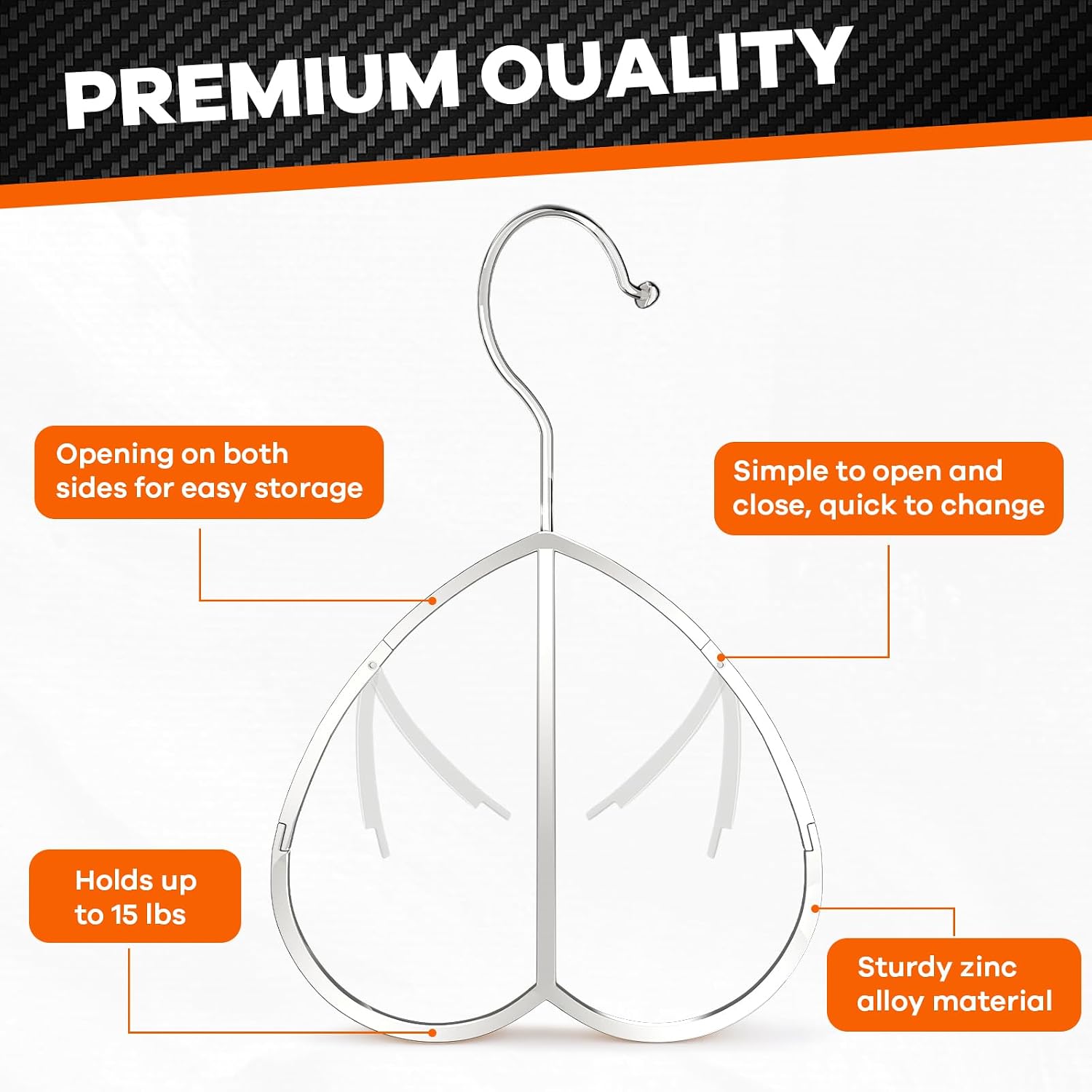 Love Shape Multipurpose Closet Hangers-Tie and Belt Hanger for Closet- Ideal for Storing Belts, Ties, Scarfs, Baseball Hats, Purses & More- Great Space Saving Belt Organizer for Wardrobe - Silvery