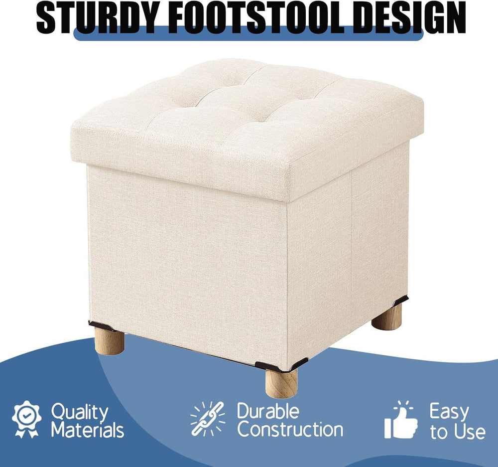 BRIAN & DANY Ottoman with Storage, Small Storage Ottoman for Dorm, Linen ...