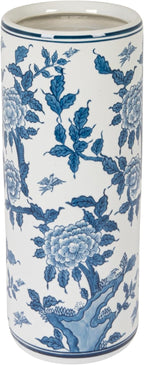 Creative Co-Op Blue and White Ceramic Umbrella Stand