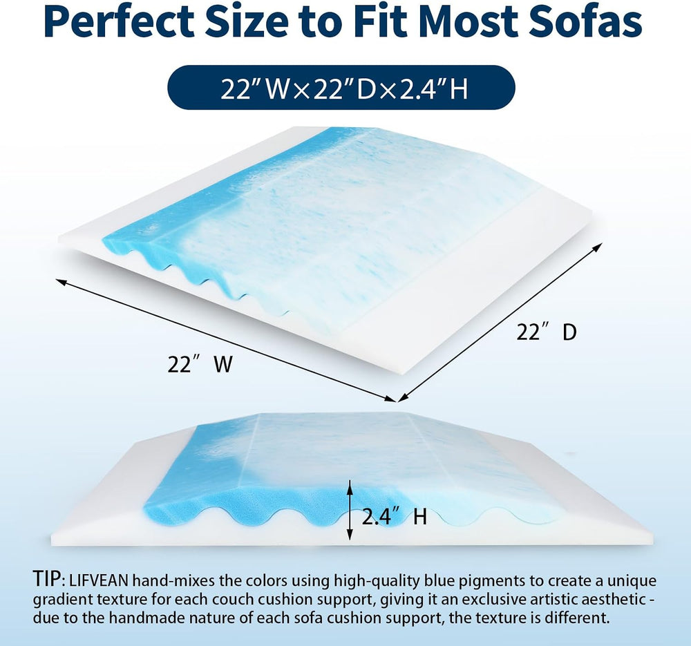 Upgraded 2-in-1 Couch Cushion Support for Sagging Cushions 22x22x2.4 - Under ...