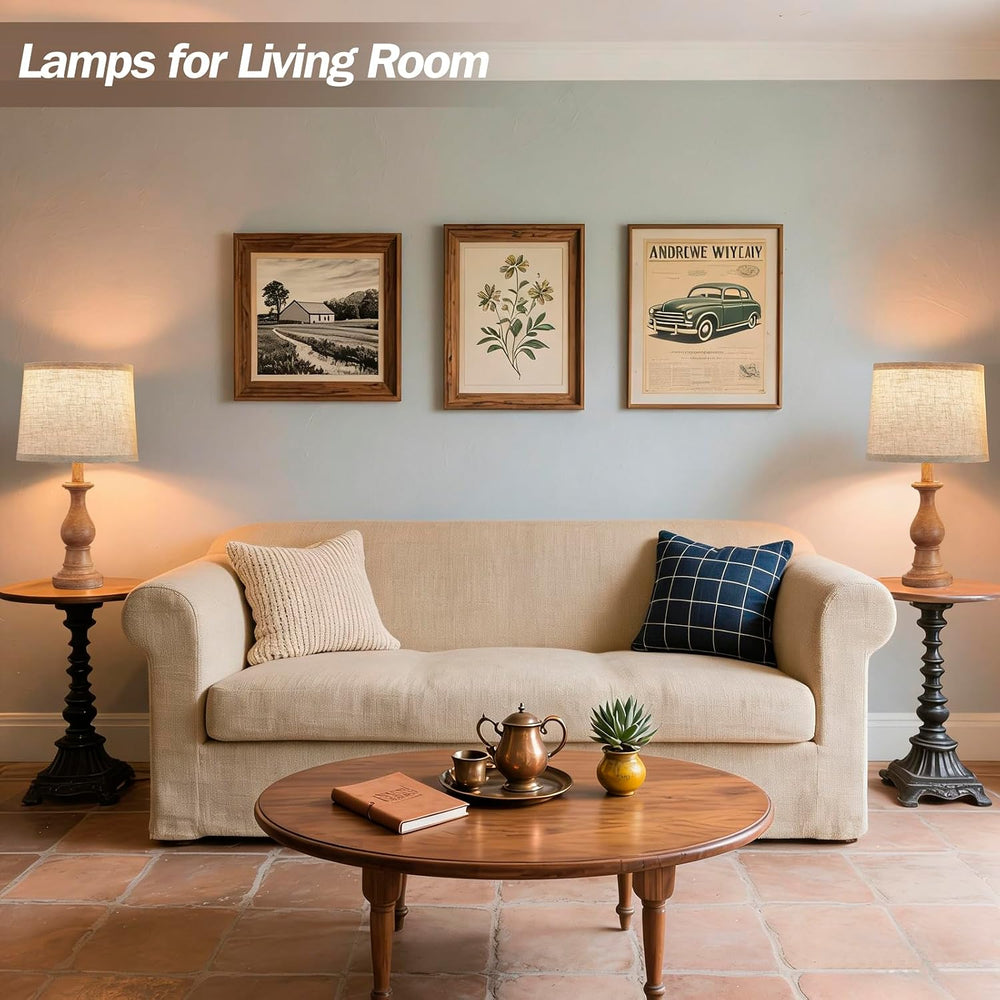 Table Lamps Set of 2, 18.5" Vintage Bedside Lamps for Bedroom Living Room