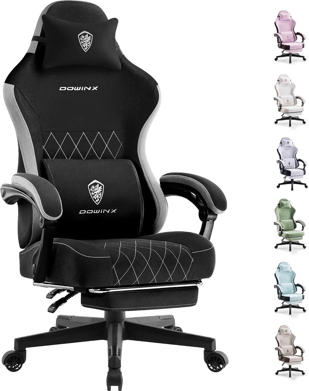 Dowinx Fabric Gaming Chair, Ergonomic Computer Chair with Footrest and Pocket...